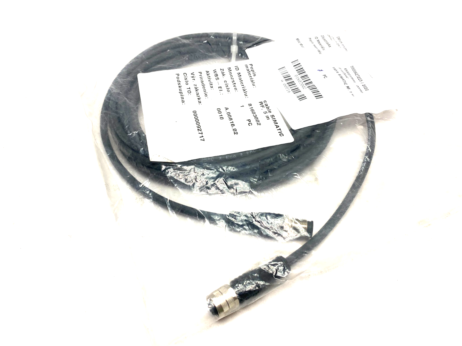 Siemens 6GT2891-4FH50 SIMATIC RF MV Plug-In Cable M12/M to M12/F, 5m Length - Maverick Industrial Sales