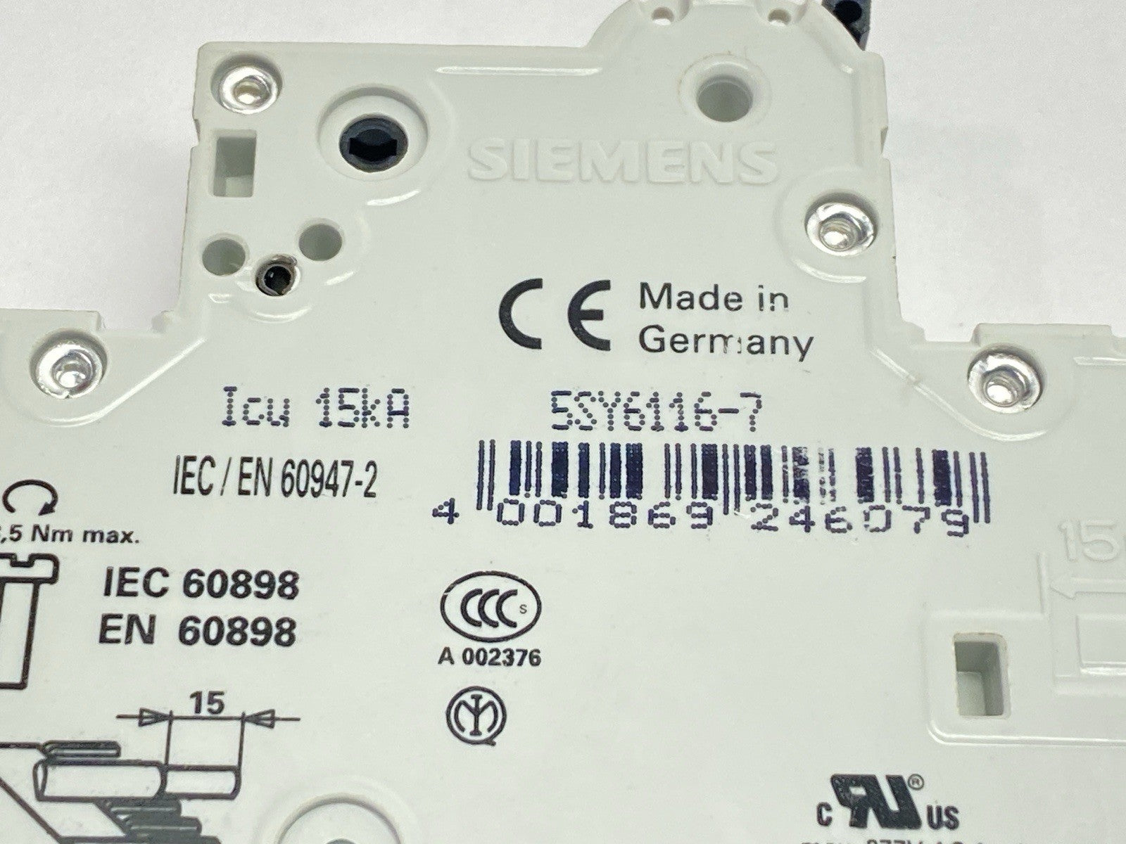 Siemens 5SY6116-7 Miniature Circuit Breaker MCB C16 1-Pole 16A 230/400V - Maverick Industrial Sales