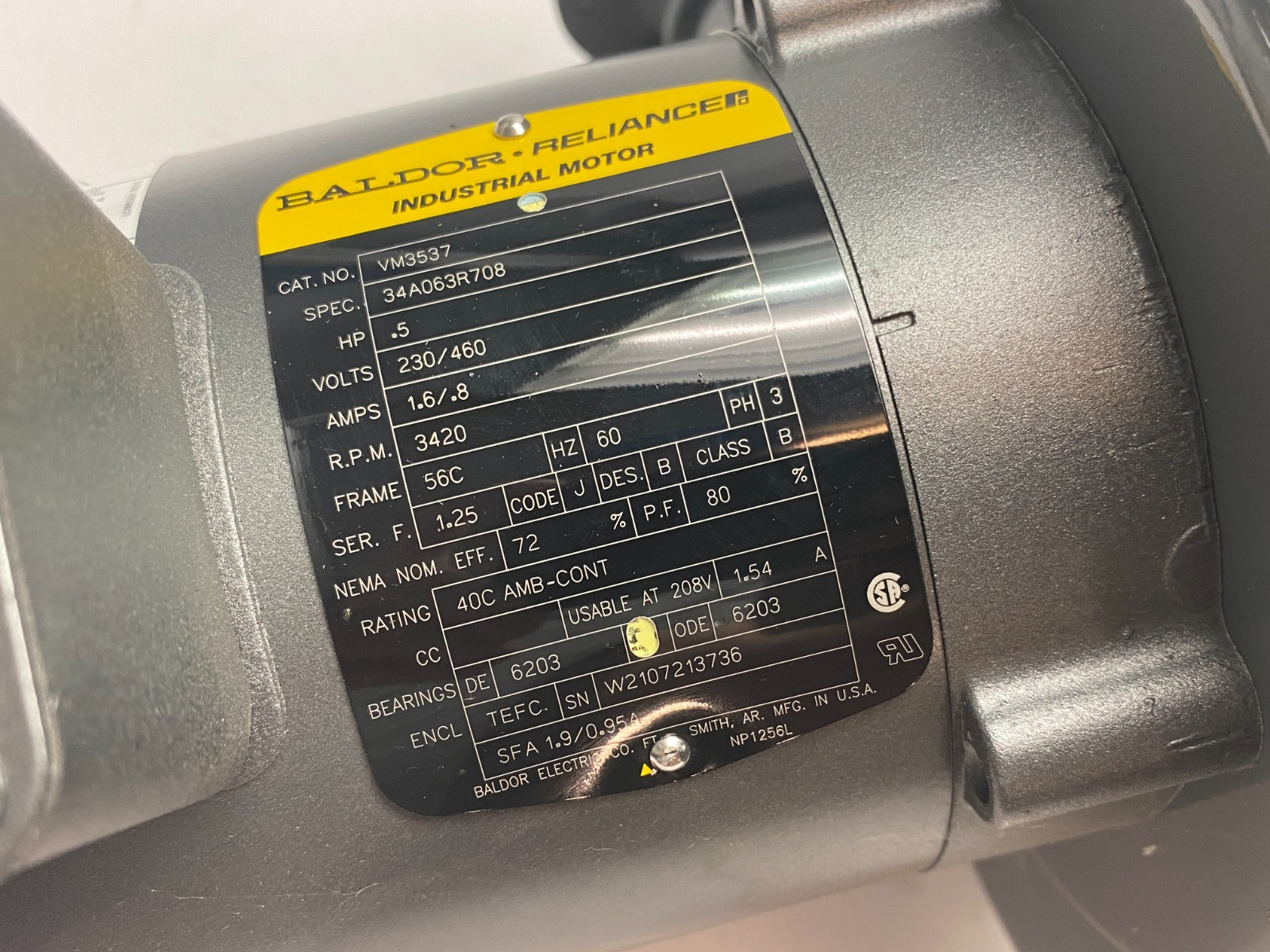 Baldor Cincinnati Fan SPB-9 Blower Motor Unit 0.5HP 230/460V - Maverick Industrial Sales