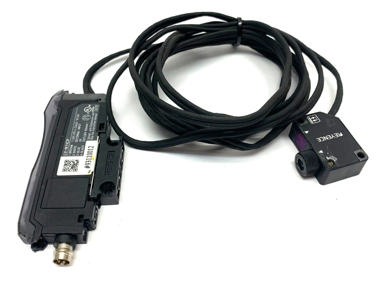 LV-N11CP, LV-NH32 | Keyence LV-N11CP Laser Sensor Amplifier Main Unit w/ LV-NH32 Laser Sensor Head - Used - Maverick Industrial Sales