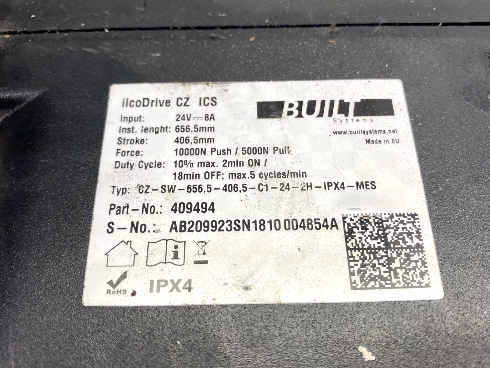 CZ-SW-656,5-406,5-C1-24-2H-IPX4-MES | BUILT Systems ilcoDrive CZ Actuator 409494 - For parts or not working - Maverick Industrial Sales