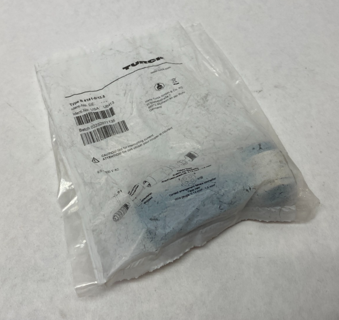 Turck B 4141-0/13.5 Round Field Wireable Connector 7/8" Female U6413 - Maverick Industrial Sales