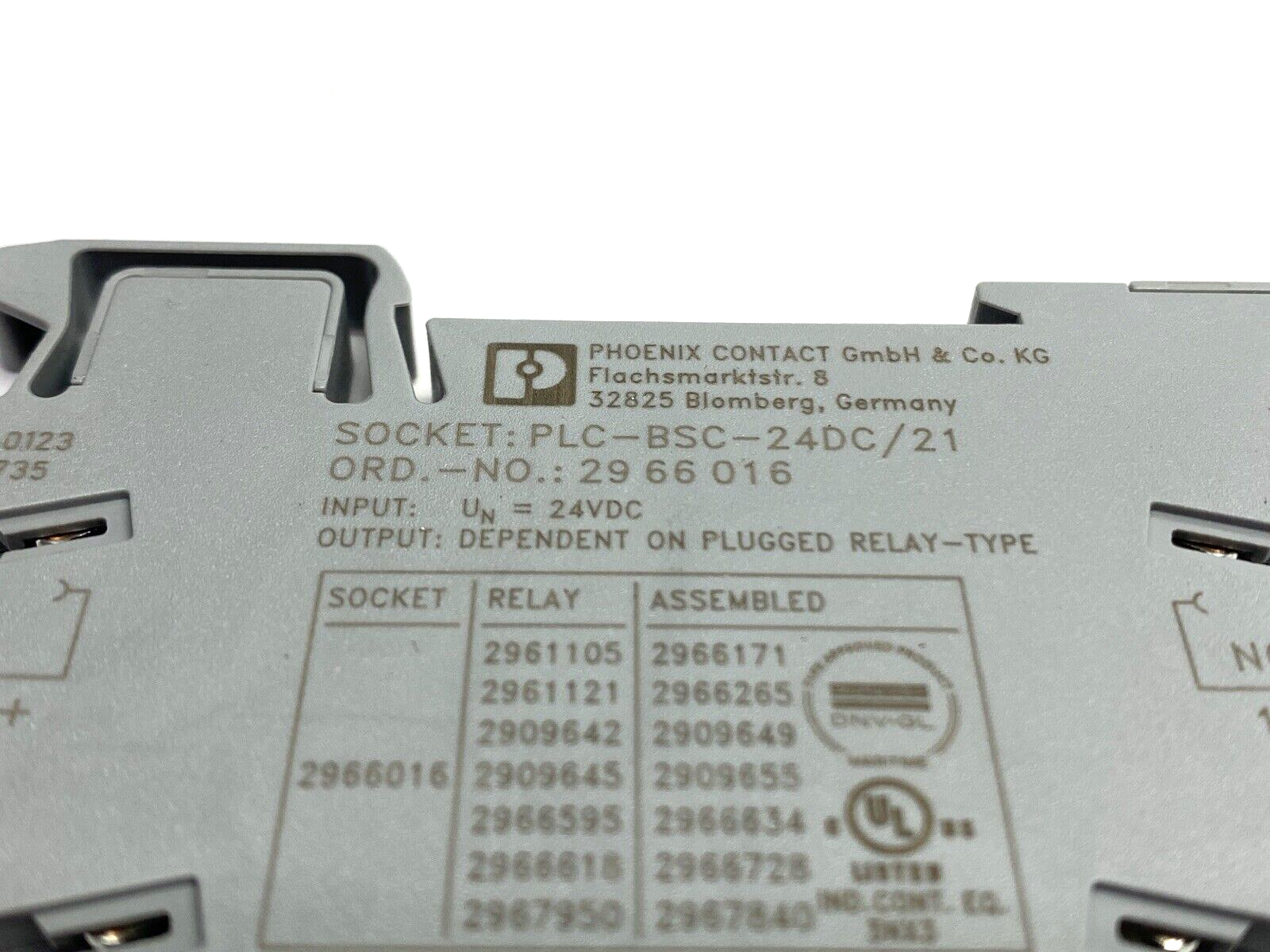 Phoenix Contact 2966016 Relay Terminal Block PLC-BSC-24DC/21 w/ 2961105 Relay - Maverick Industrial Sales