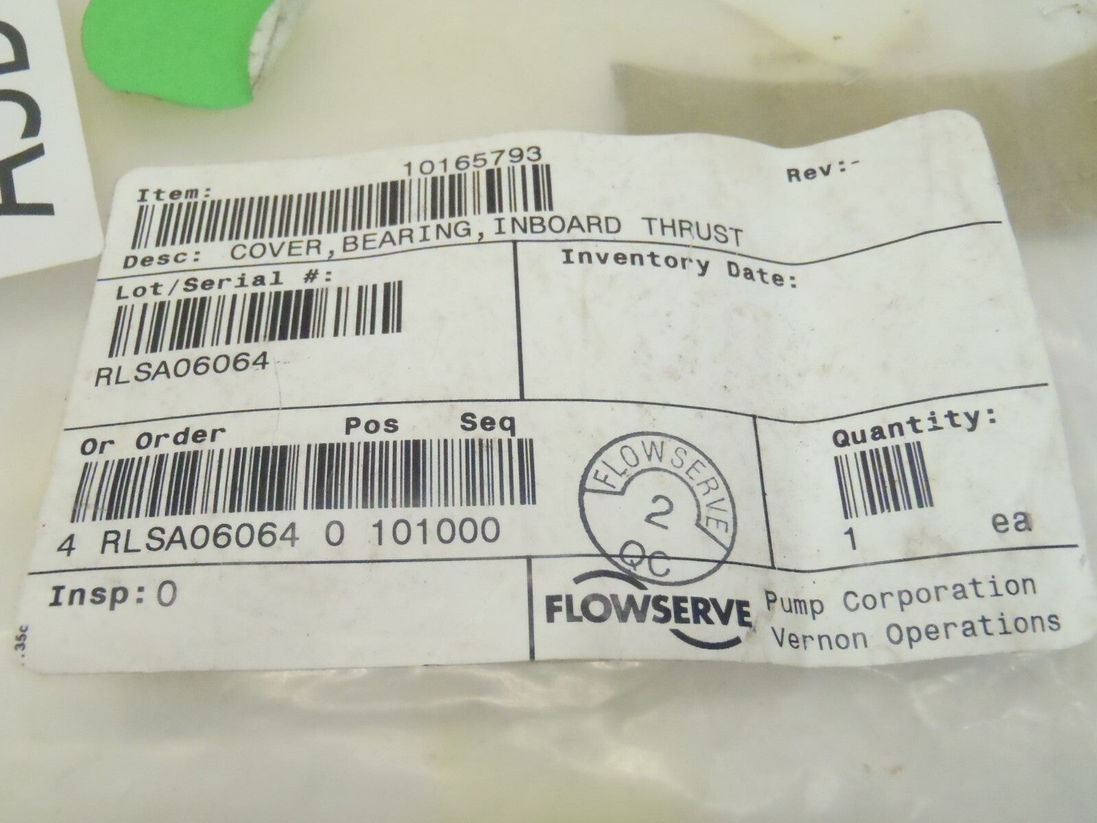 Flowserve 10165793 Inboard Thrust Bearing Cover RLSA0604 - Maverick Industrial Sales