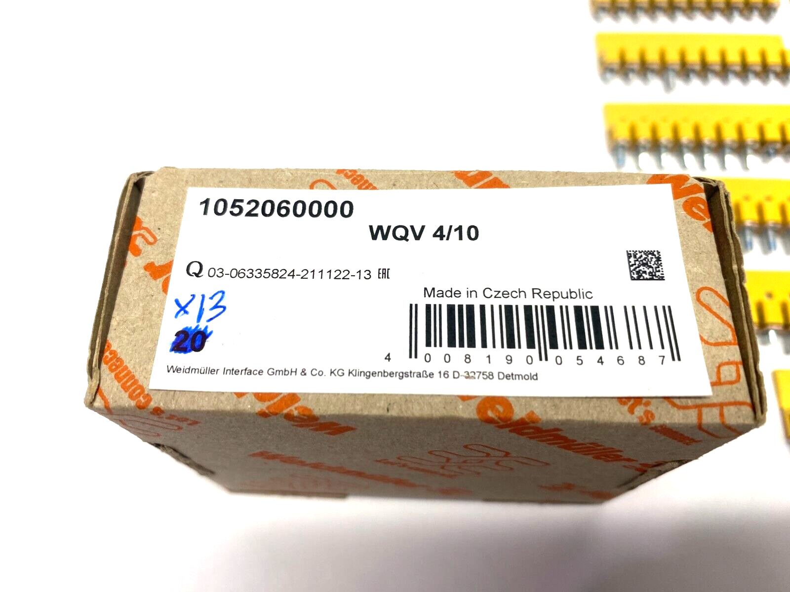 Weidmüller 1052060000 Terminal Block Cross Connector 10-Pole WQV 4/10 BOX OF 13 - Maverick Industrial Sales
