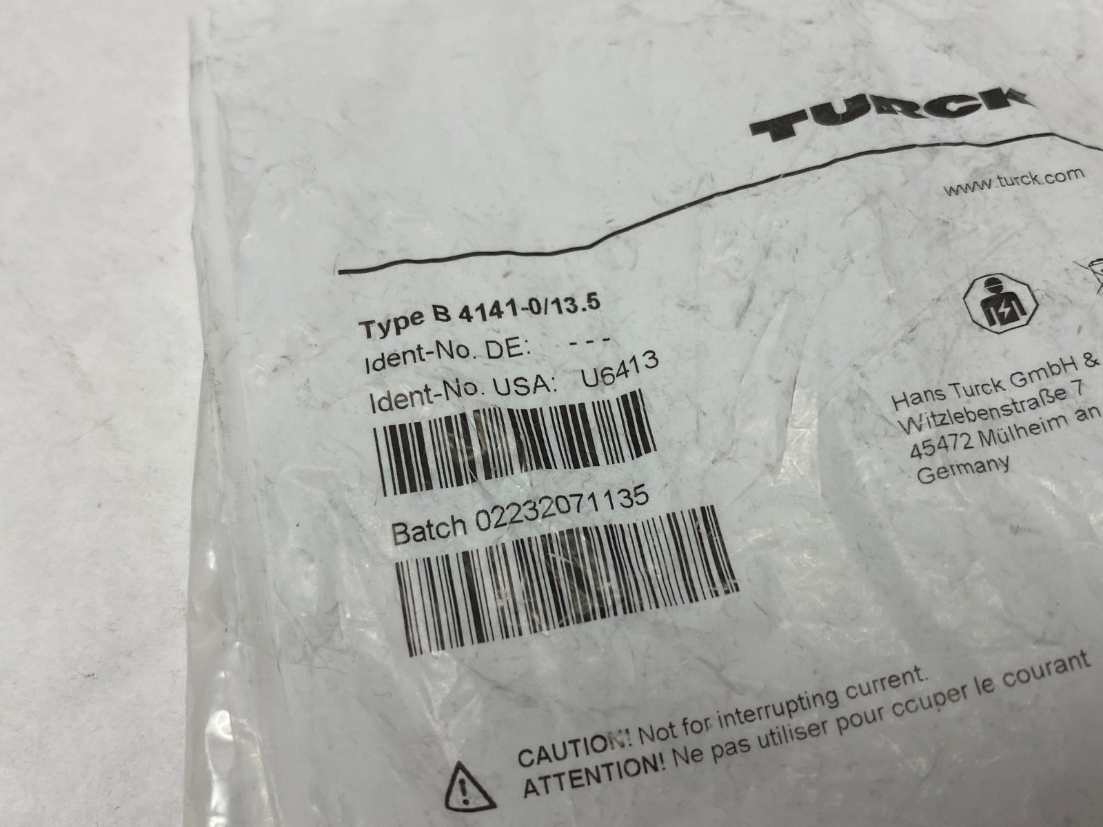 Turck B 4141-0/13.5 Round Field Wireable Connector 7/8" Female U6413 - Maverick Industrial Sales