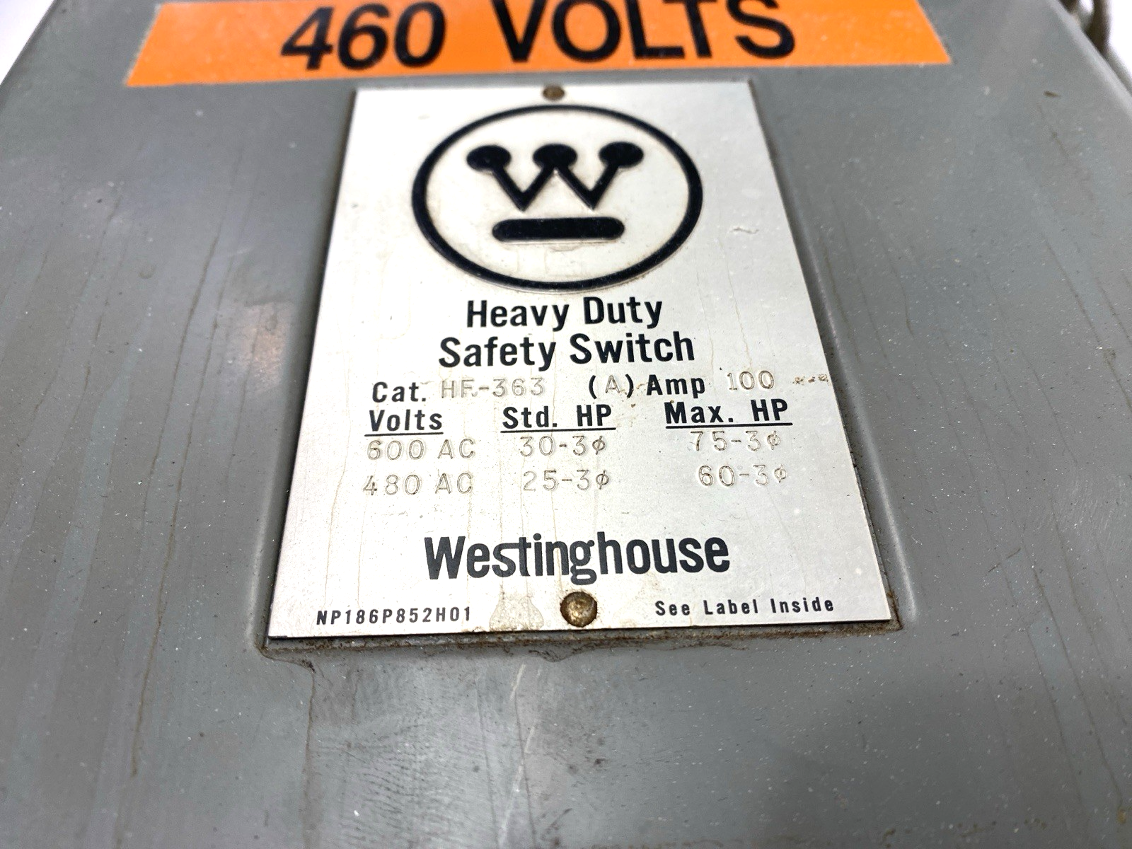 Westinghouse HF-363 Heavy Duty Safety Switch 600V 100A - Maverick Industrial Sales