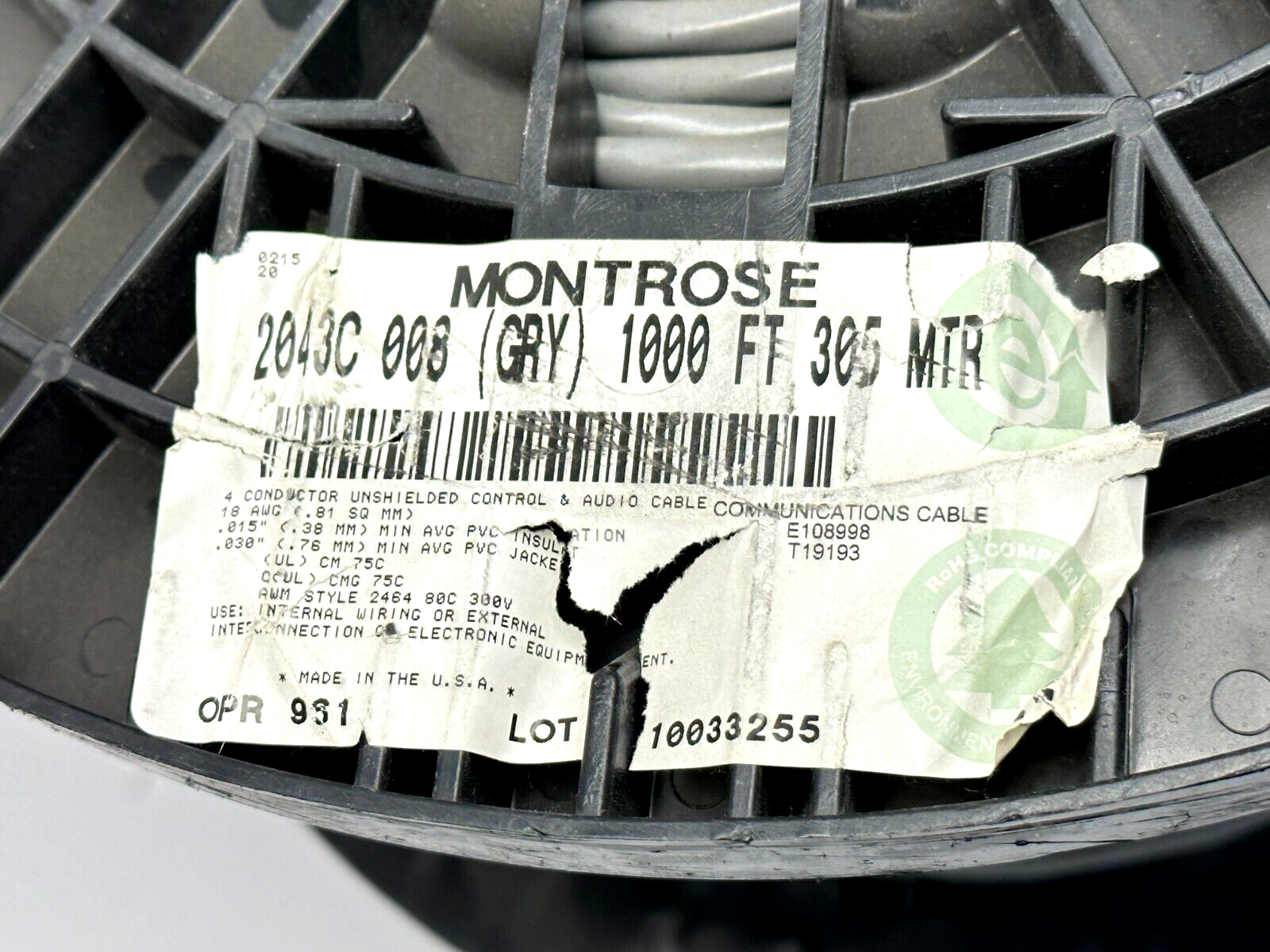 Montrose 2043C 008 (GRY) 305 MTR 4-Conductor Unshielded Control Cable 700ft - Maverick Industrial Sales