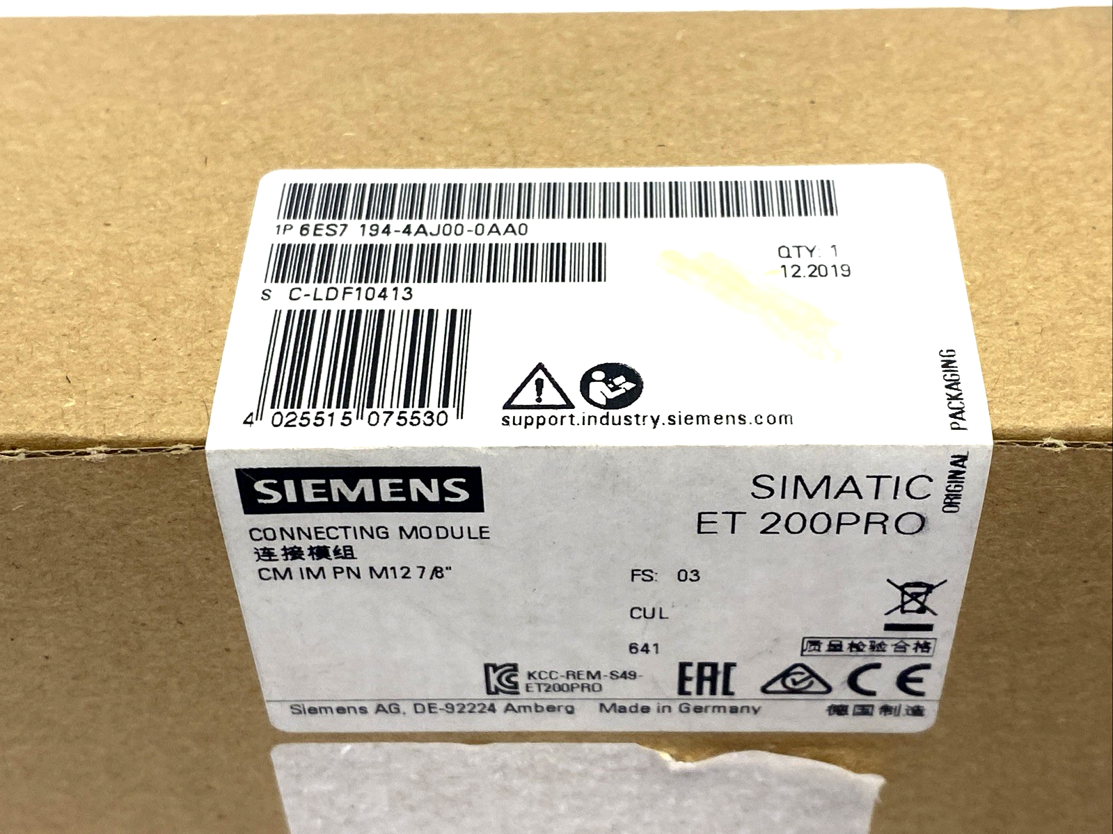 Siemens 6ES7194-4AJ00-0AA0 SIMATIC DP Connection Module PROFINET Module ET 200 - Maverick Industrial Sales