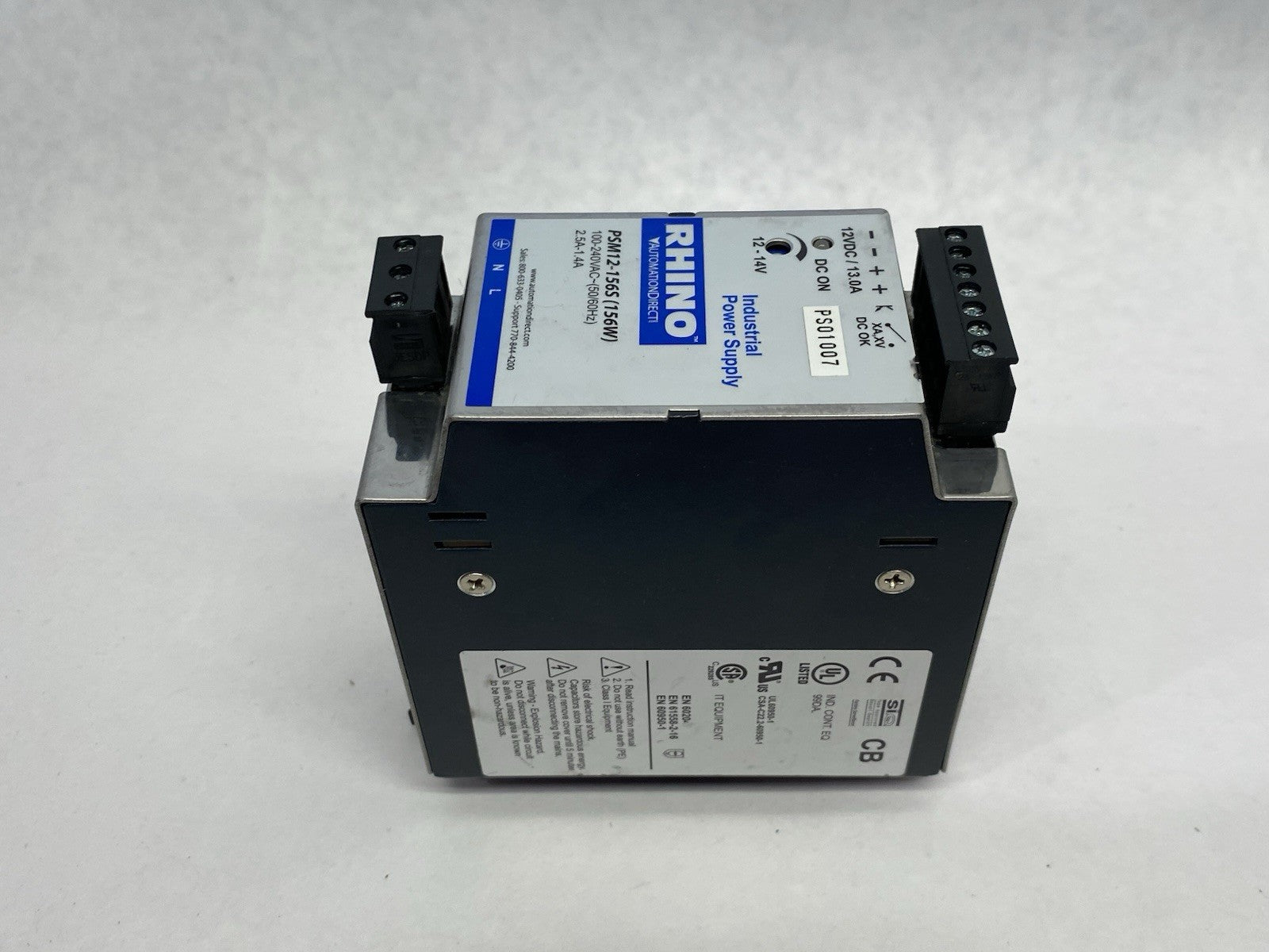 Automation Direct PSM12-156S RHINO SELECT Power Supply BROKEN DIN LATCH - Maverick Industrial Sales