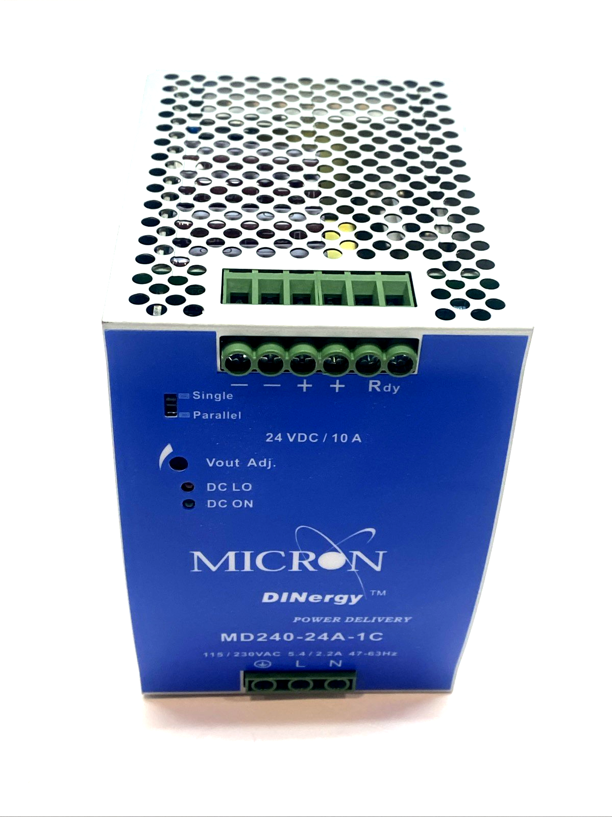 Micron MD240-24A-1C DINergy™ Power Supply, 24VDC 240W Output, Single-Phase - Maverick Industrial Sales