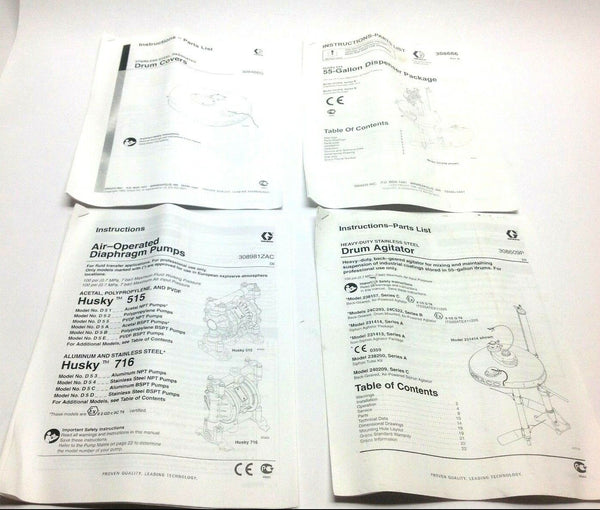 Graco 308666, 308466G, 309881ZAC, and 308609P Instruction / Parts Manuals - Maverick Industrial Sales