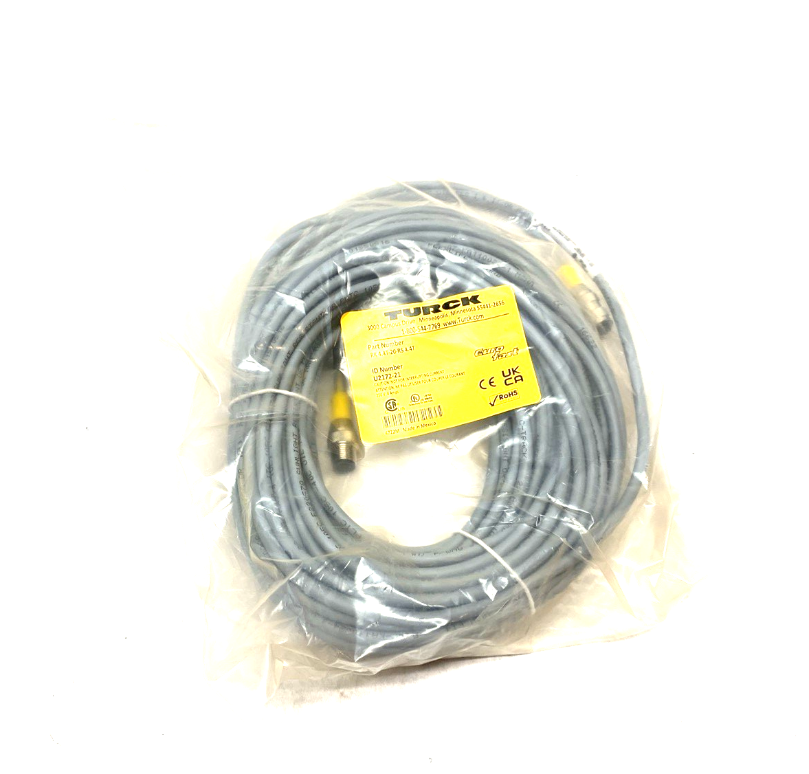 RK 4.4T-20-RS 4.4T | Turck Eurofast Double Ended Cordset 4-Pin M12, U2172-21 - New - Maverick Industrial Sales