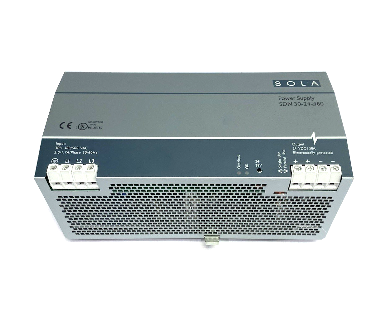 SDN 30-24-480 | Sola Hevi-Duty Power Supply DIN Rail Mount - Used - Maverick Industrial Sales