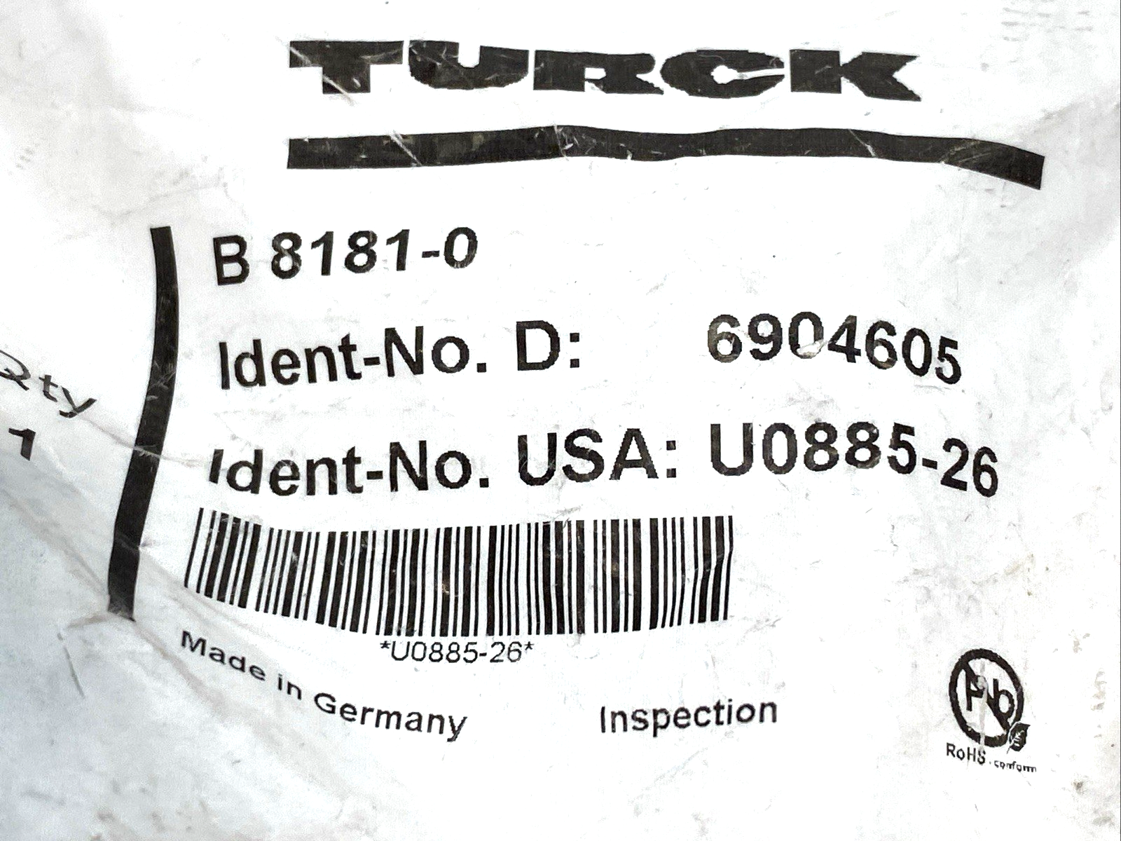 B 8181-0,U0895-26 | Turck B 8181-0 Field Wireable Connector M12 Female 8-Pin, PG9 U0895-26 - New - Maverick Industrial Sales