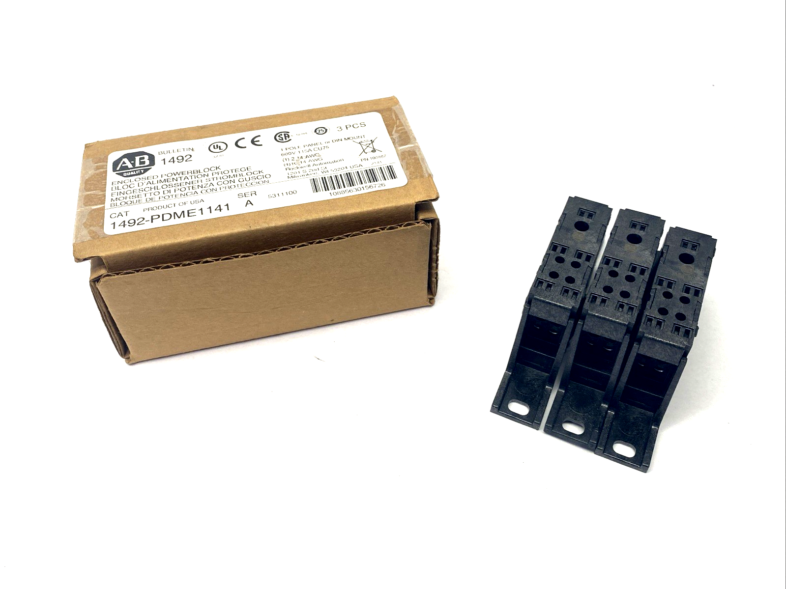 Allen Bradley 1492-PDME1141 115A Enclosed Power Distribution Block BOX OF 3 - Maverick Industrial Sales