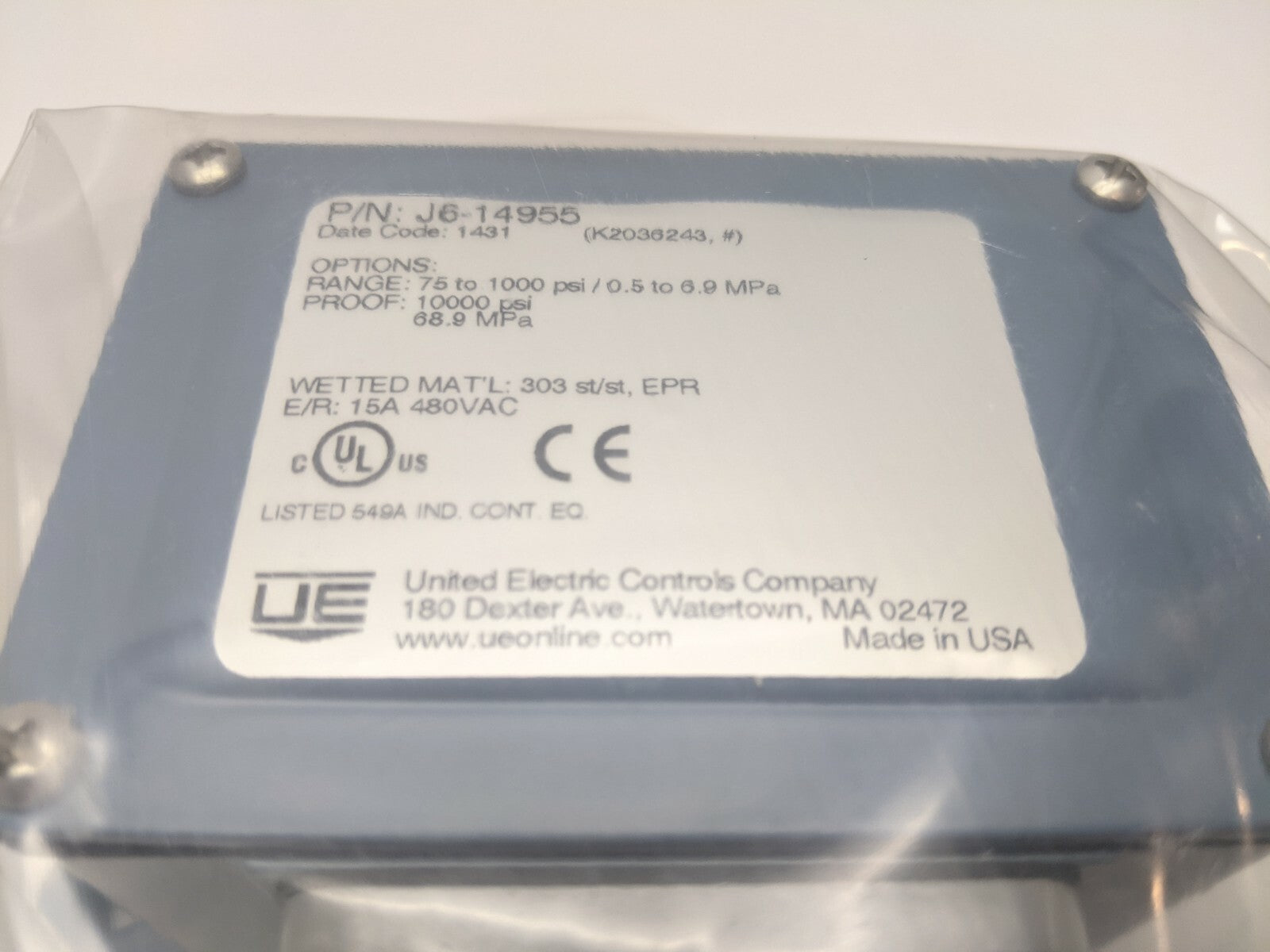 United Electric J6-14955 Pressure Switch Western WME-4-9 - Maverick Industrial Sales