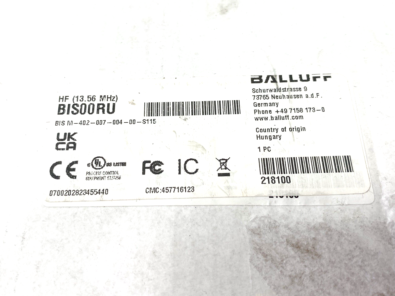 Balluff BIS00RU HF RFID Reader (13.56 MHz) w/ Antenna BIS M-402-007-004-00-S115 - Maverick Industrial Sales