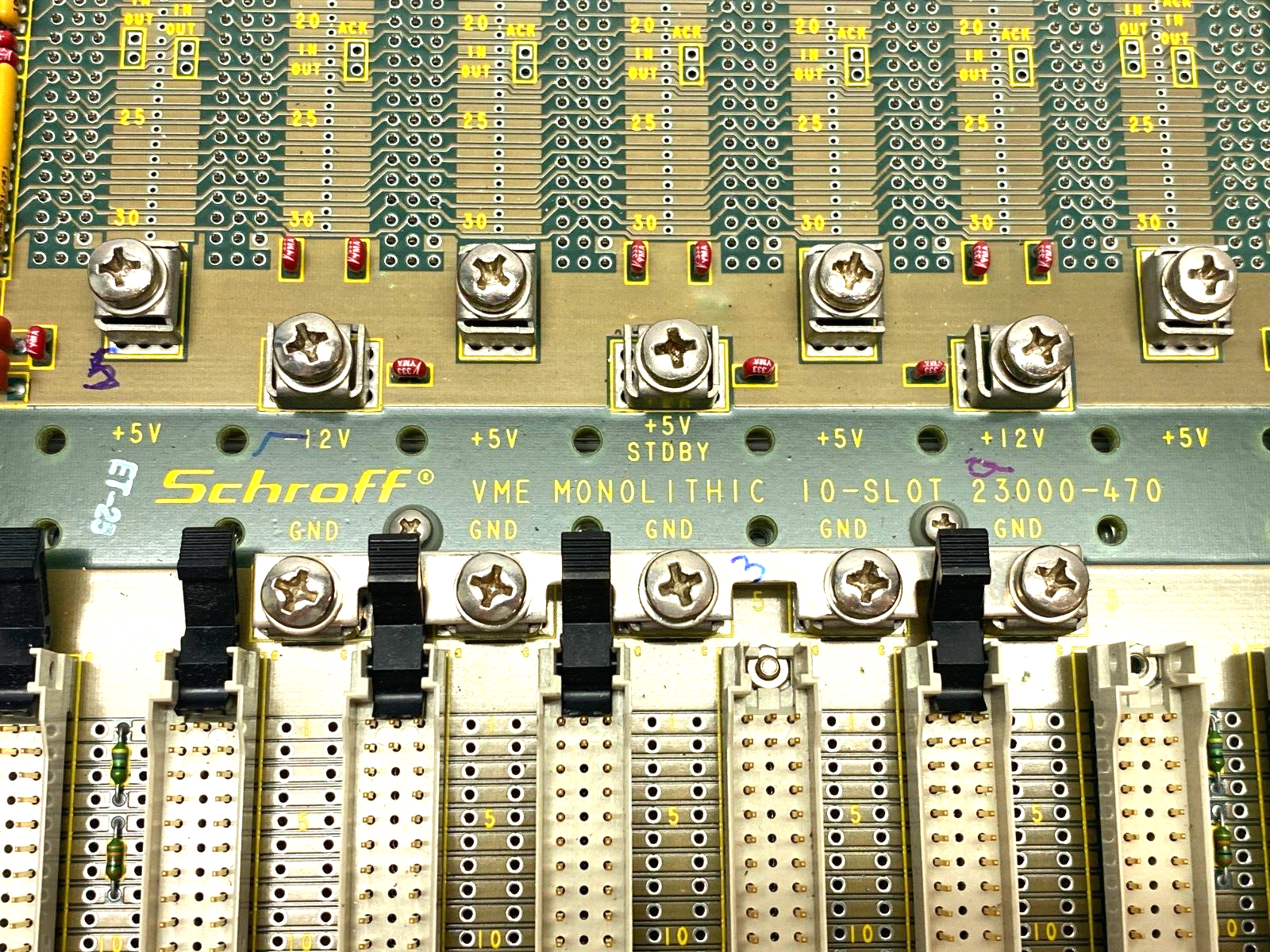 Schroff 23000-470 VME Monolithic 10-Slot Backplane UIC p/n 46861701 - Maverick Industrial Sales