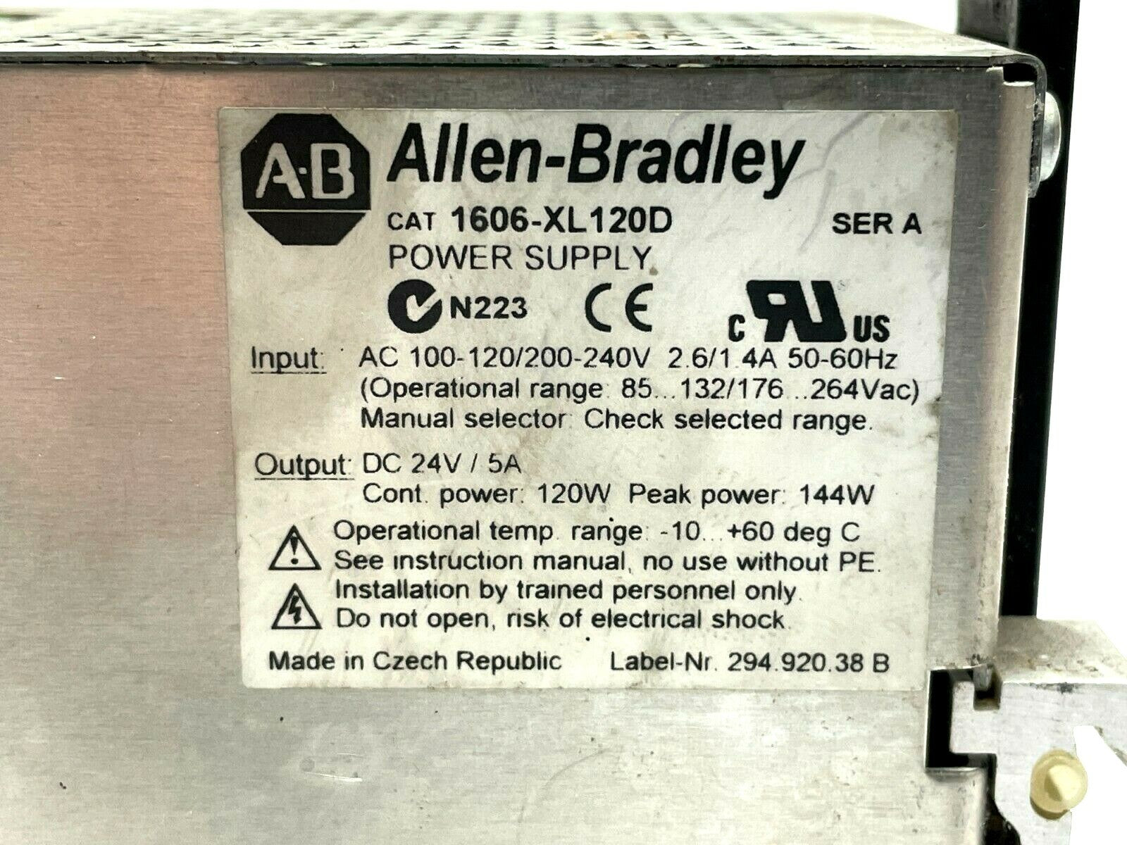 1606-XL120D | Allen Bradley Ser. A Power Supply 120W 24VDC - For parts or not working - Maverick Industrial Sales