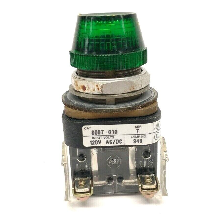 Allen Bradley 800T-Q10G Ser. T 30mm Green Pilot Light 120V AC/DC - Maverick Industrial Sales