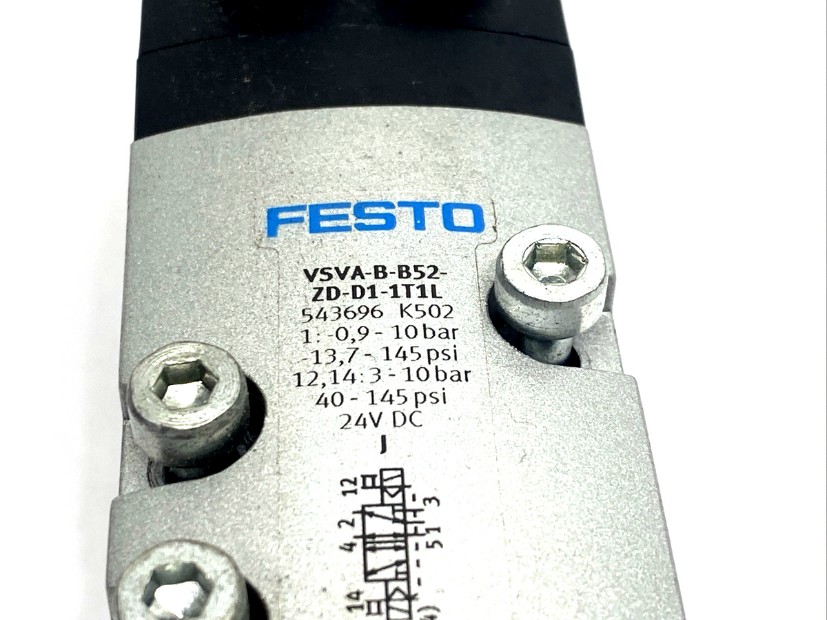 VSVA-B-B52-ZD-D1-1T1L | Festo Air Solenoid Valve 5/2 Bistable, 543696 - Used - Maverick Industrial Sales