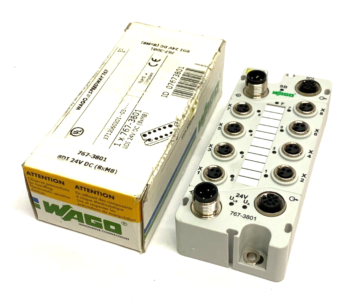 Wago 767-3801 Speedway 767 8-Channel Digital I/O Module 24VDC 8 x M8 Ports - Maverick Industrial Sales