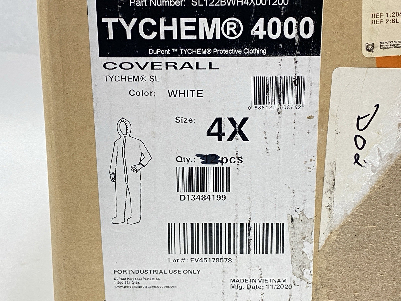Dupont SL122BWH4X001200 Tychem Safespec 4000 White Size 4X LOT OF 5 - New – Open box - Maverick Industrial Sales