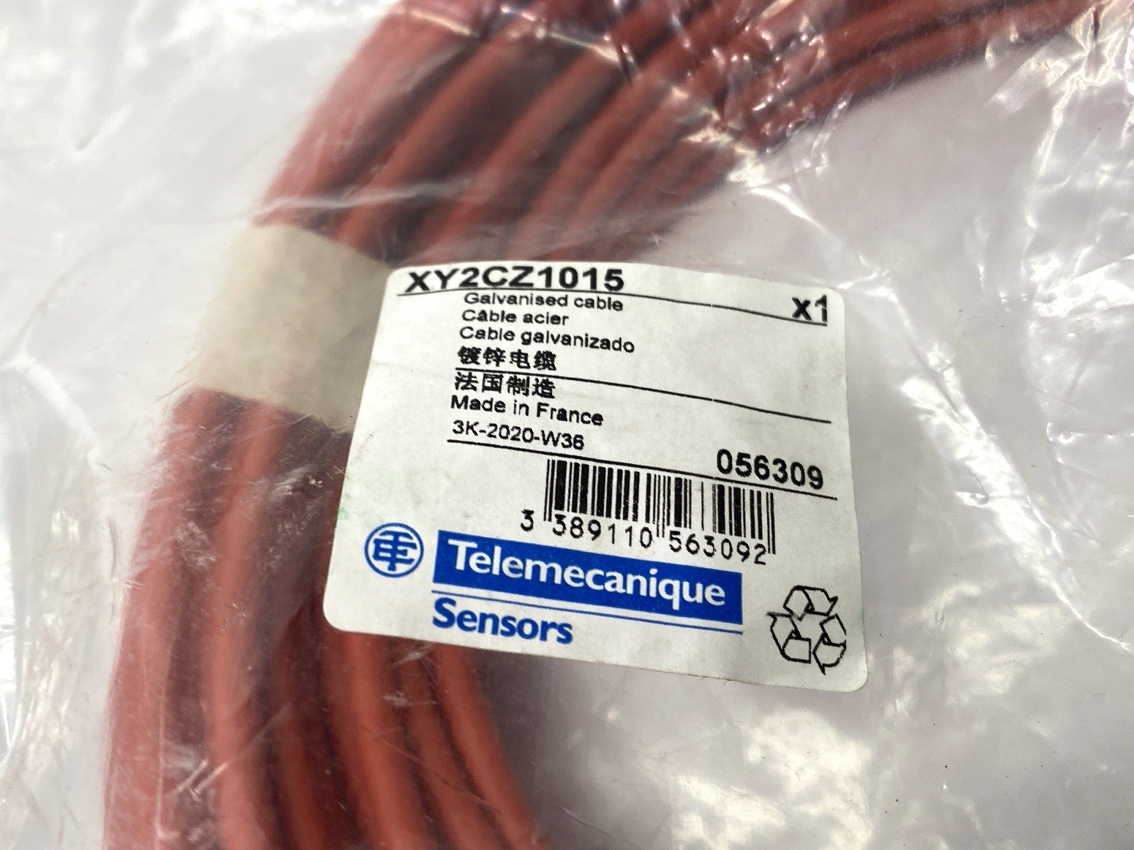 Telemecanique XY2CZ1015 Red Galvanized Cable 5mm Dia. 15.5m Length - Maverick Industrial Sales