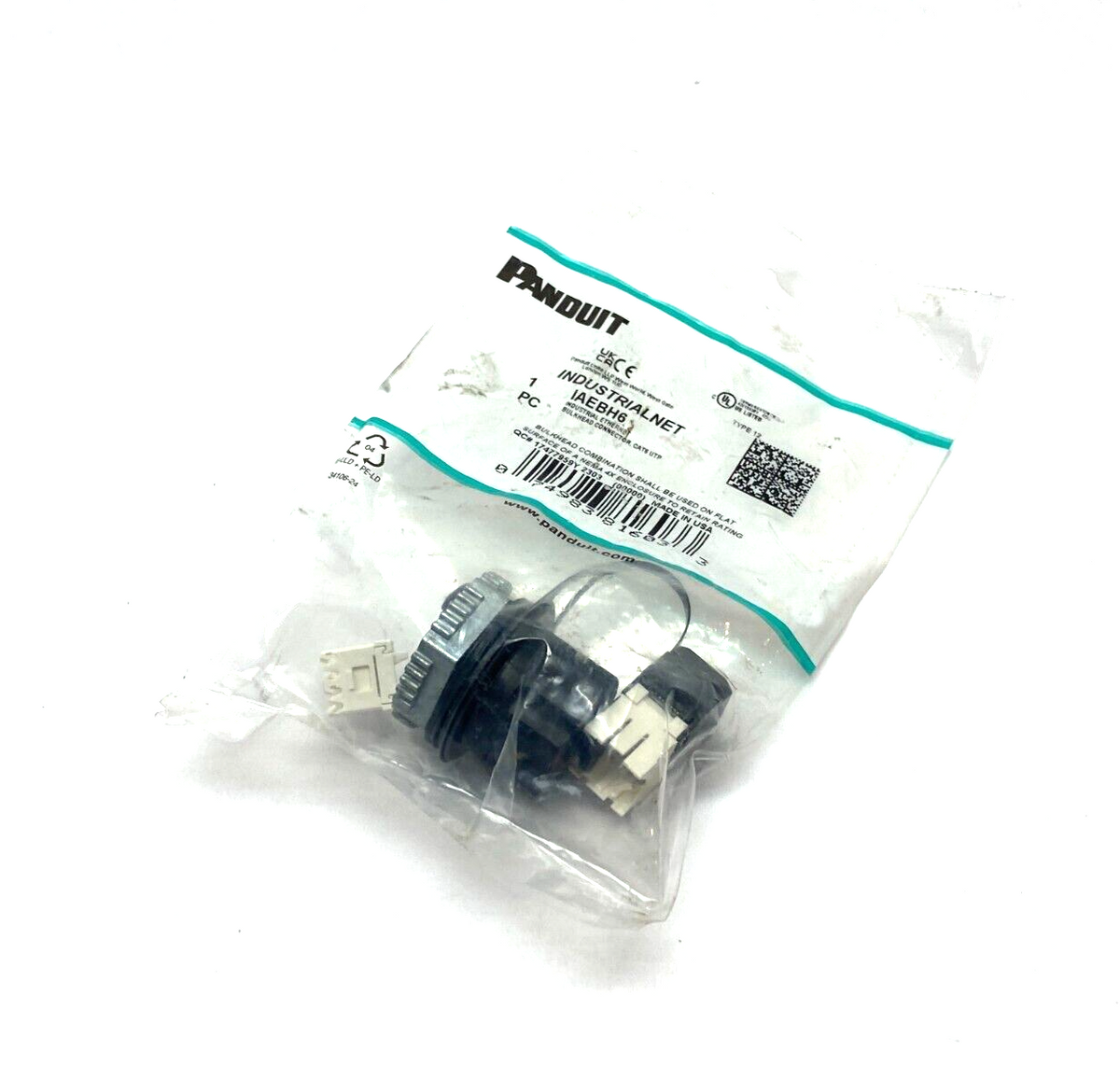 Panduit IAEBH6 Cat6 Coupler Bulkhead Panel Connector w/ Cover - Maverick Industrial Sales