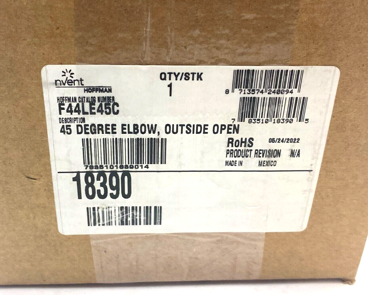 Hoffman F44LE45C nVent 45-Degree Elbow Feed-Through Wireway Outside Open - Maverick Industrial Sales