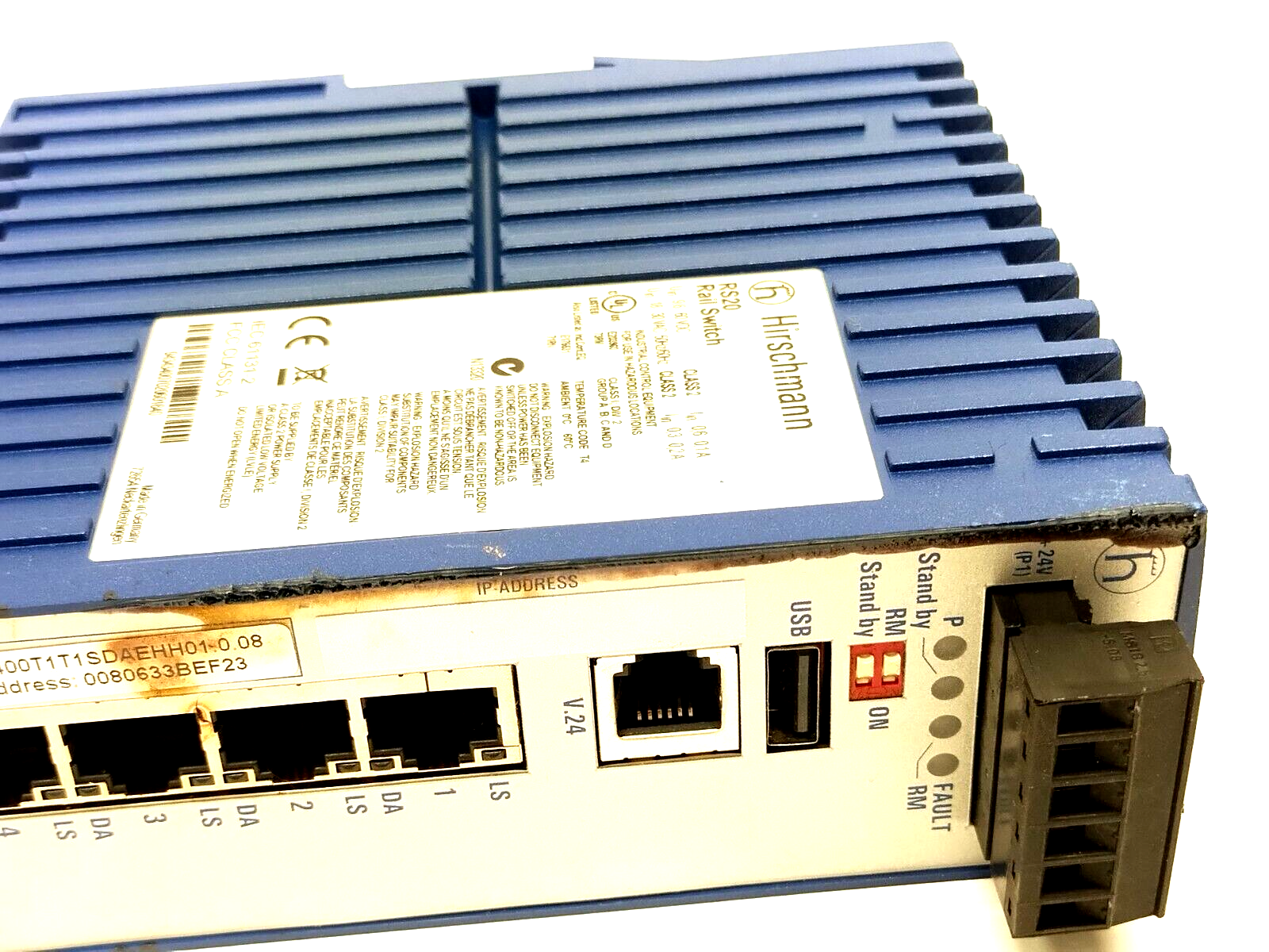 Hirschmann RS20 4-Port Industrial Ethernet Rail Switch RS20-0400T1T1SDAE - Maverick Industrial Sales
