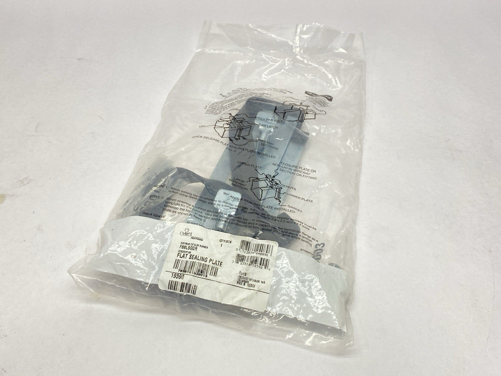 Hoffman F88LSGQR Quick-Release Flat Wireway Sealing Plate 8" x 8" Gray 19390 - Maverick Industrial Sales