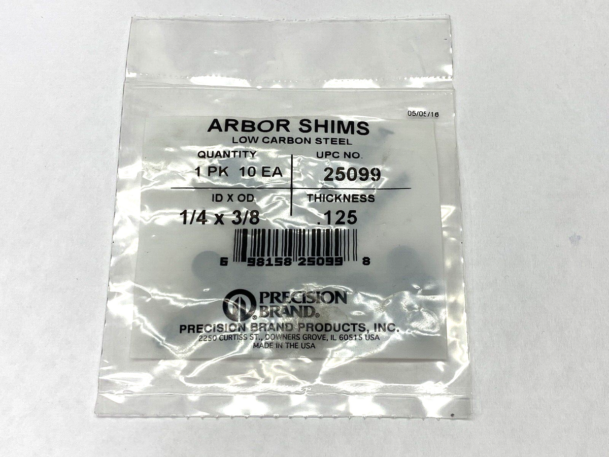 25099 | Precision Brand 1/4″ I.D. x 3/8″ O.D. x 0.125″ Steel Shims 10PK LOT OF 3 - New - Maverick Industrial Sales