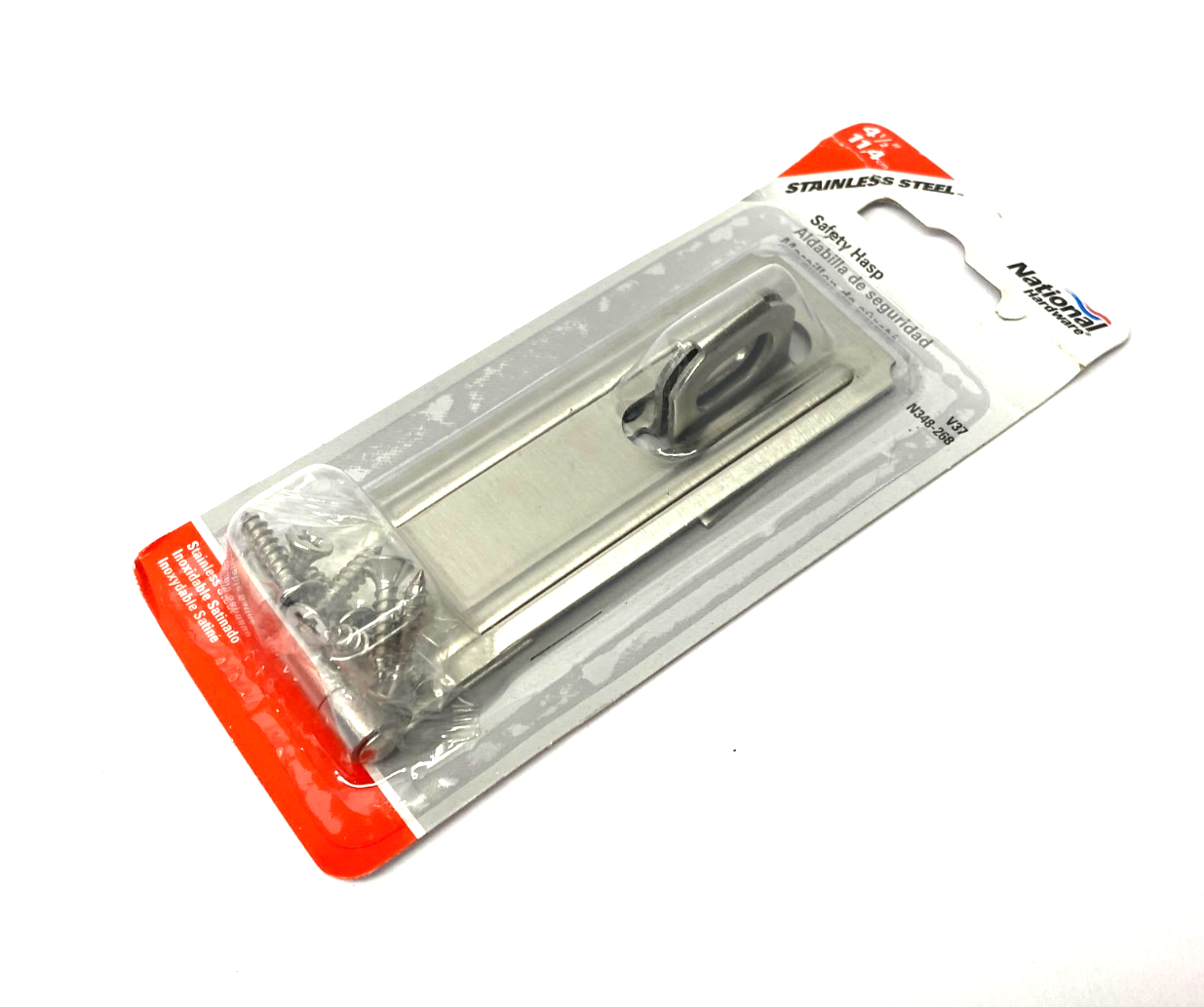 National Hardware N348-268 Stainless Steel Safety Hasp 4-1/2" - Maverick Industrial Sales