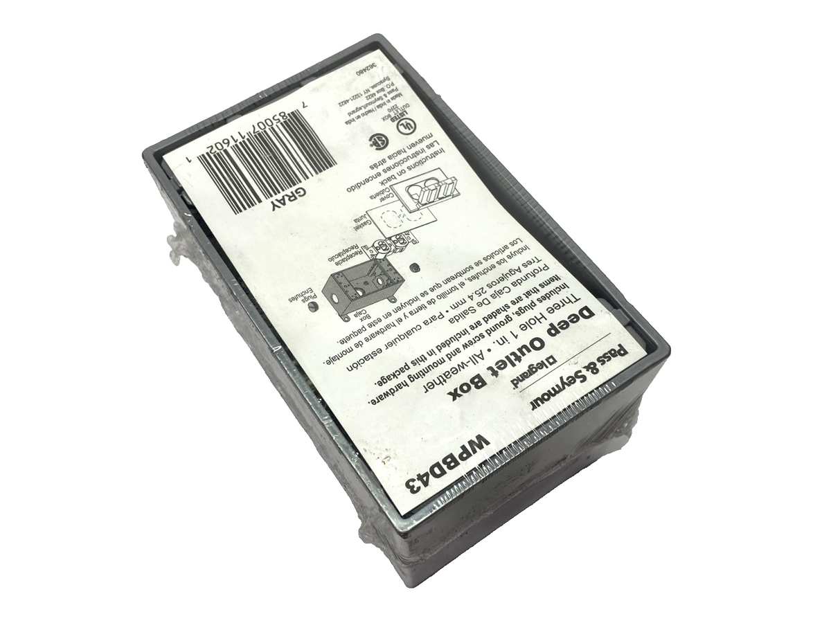 Legrand WPBD43 Weatherproof One Gang Deep Outlet Box, 3-Hole 4.59" H x 2.82" W - Maverick Industrial Sales