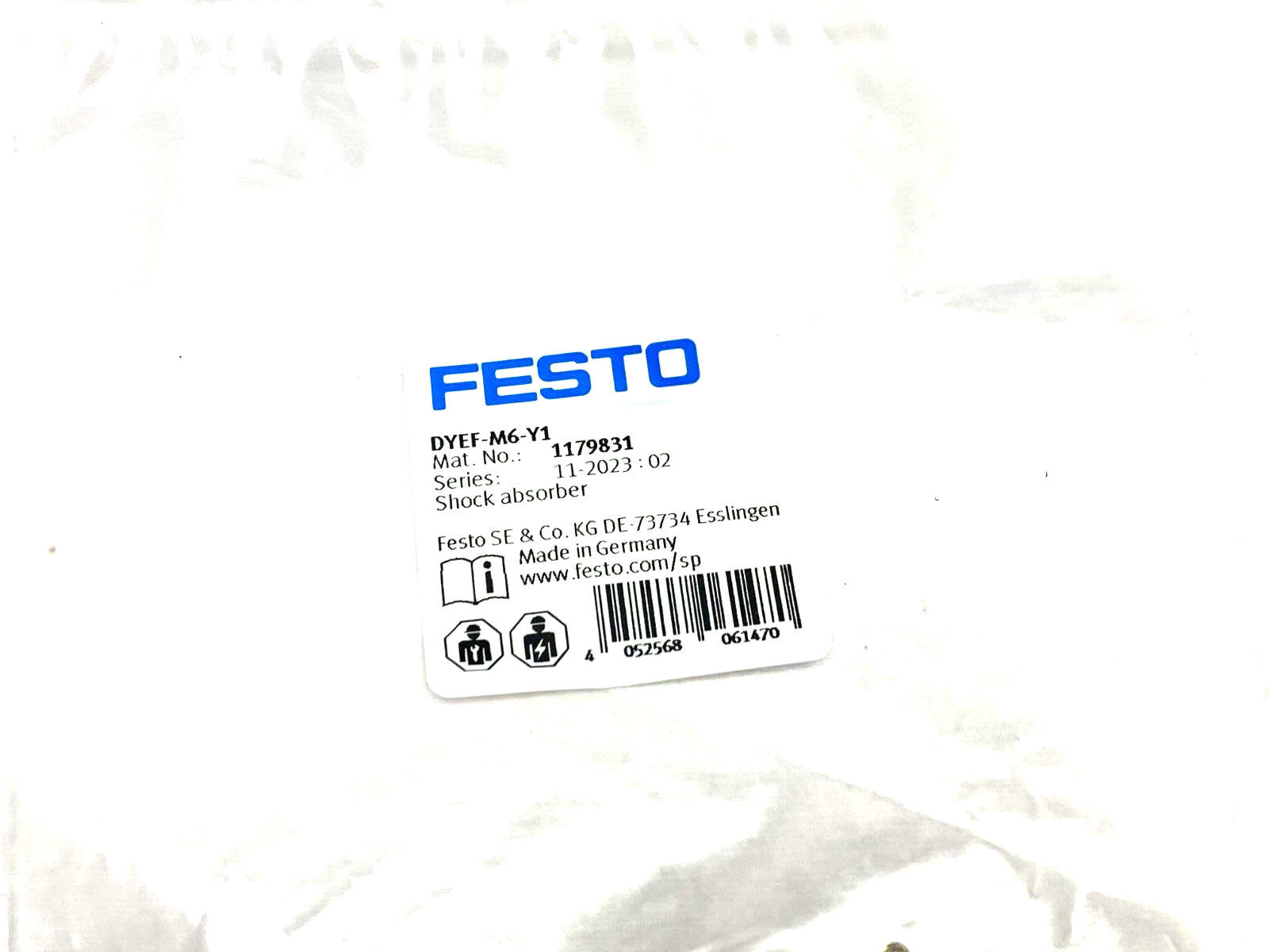 Festo DYEF-M6-Y1 Pneumatic Shock Absorber 1.5mm Stroke 1179831 - Maverick Industrial Sales