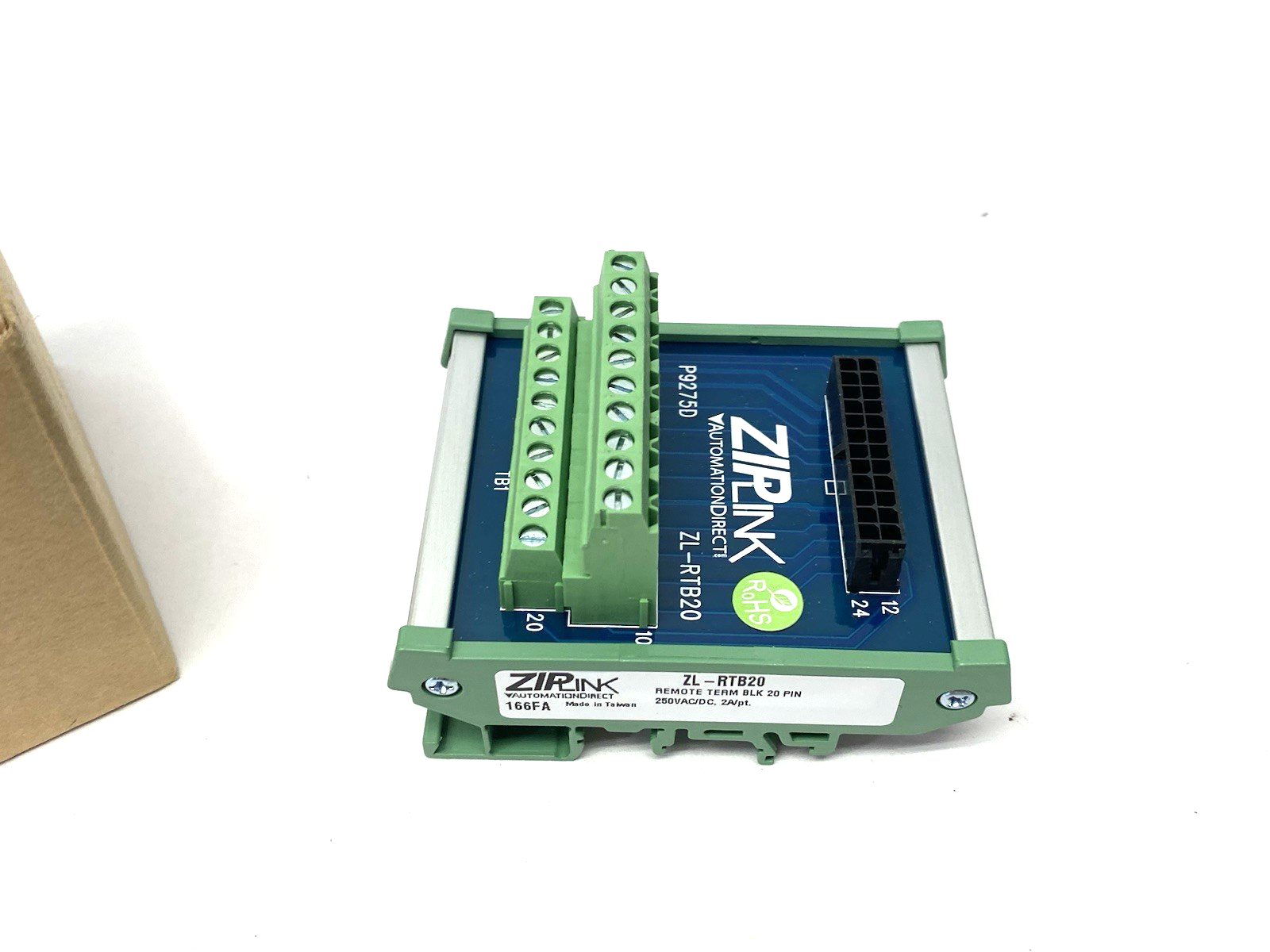 Automation Direct ZL-RTB20 ZIPLink Feedthrough Module, 20-pole, DIN rail mount - Maverick Industrial Sales