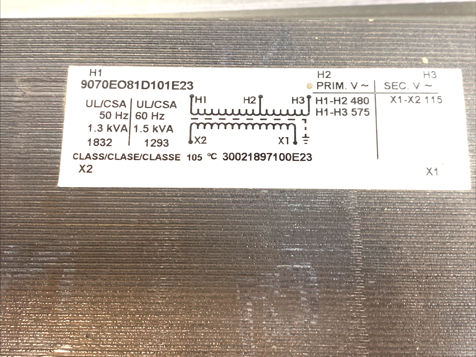 9070E081D101E23 | Square D Control Transformer 1500VA 480/575V - Used - Maverick Industrial Sales