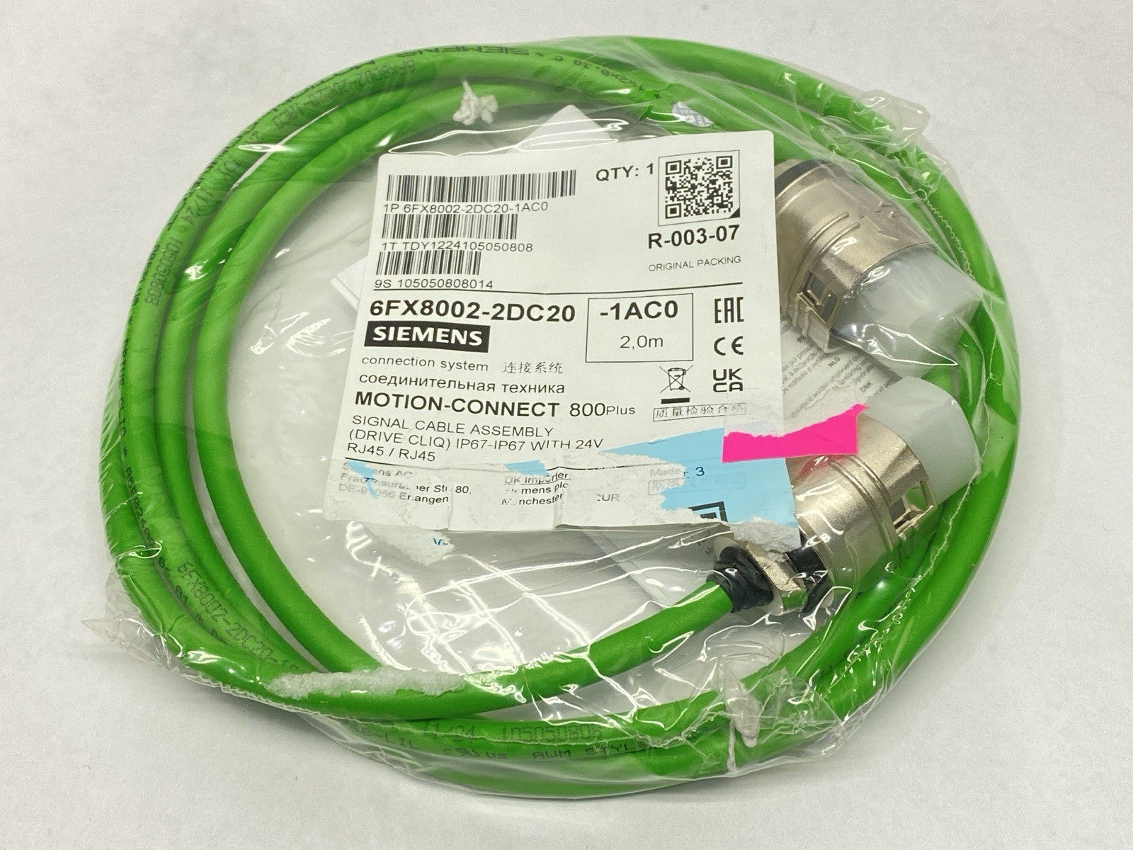 6FX8002-2DC20-1AC0 | Siemens DRIVE-CLiQ Motor Signal Cable 2m - New - Maverick Industrial Sales