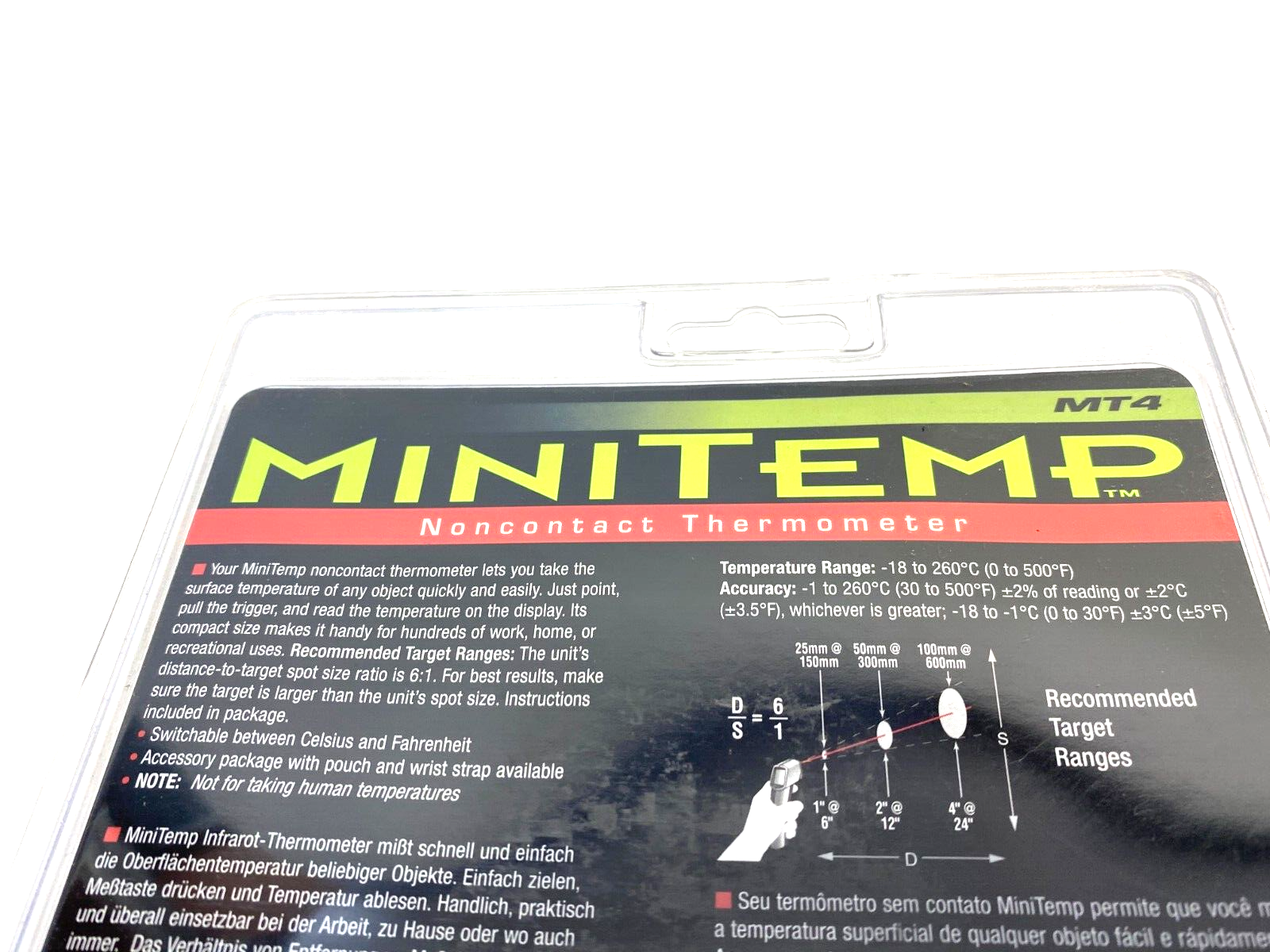 Raytek MT4 MiniTemp Non-Contact Infrared Laser Thermometer Gun 0-500°F - Maverick Industrial Sales