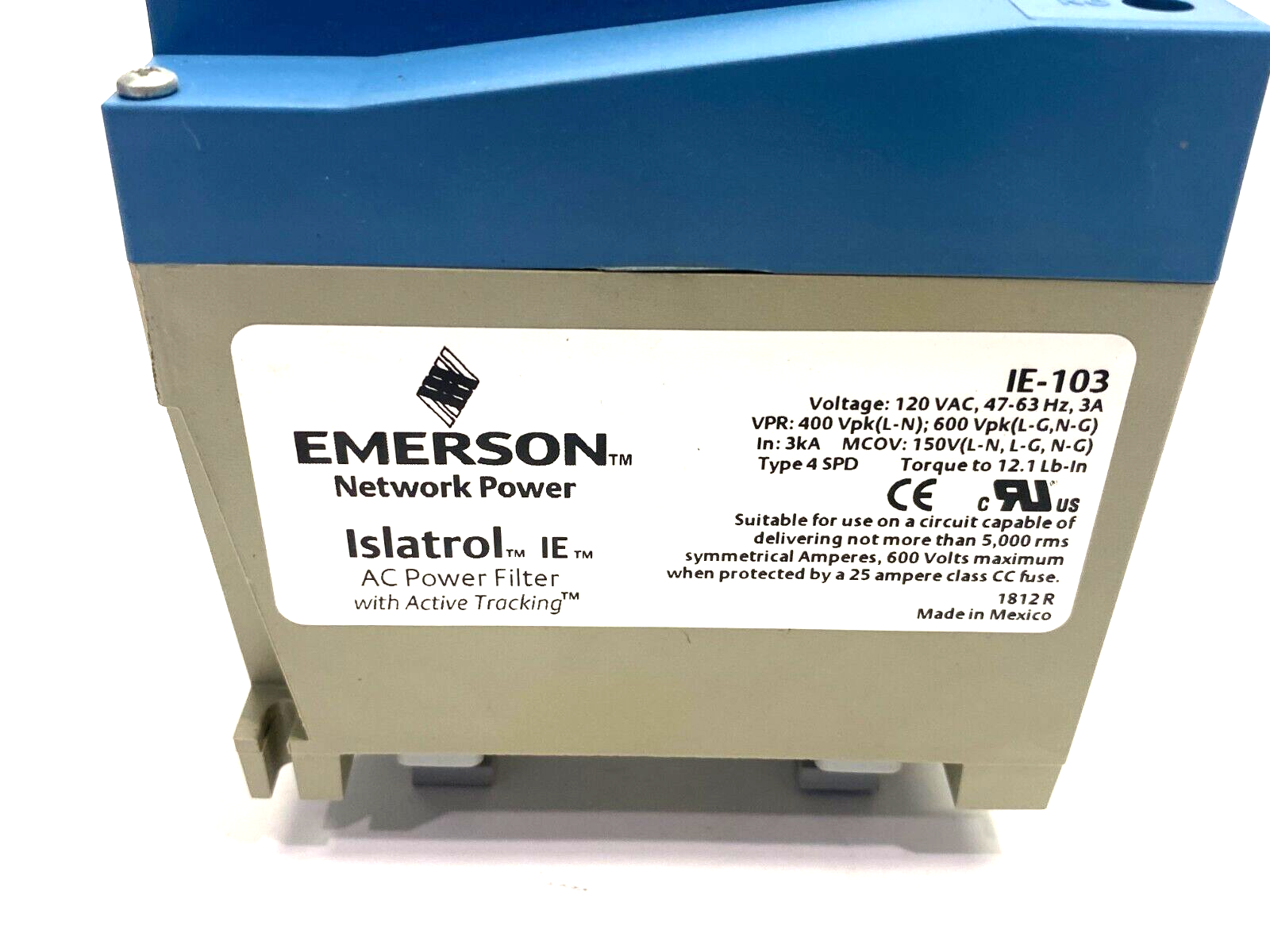 IE-103 | Emerson Islatrol IE AC Power Filter w/ Active Tracking 120VAC 3A - Used - Maverick Industrial Sales