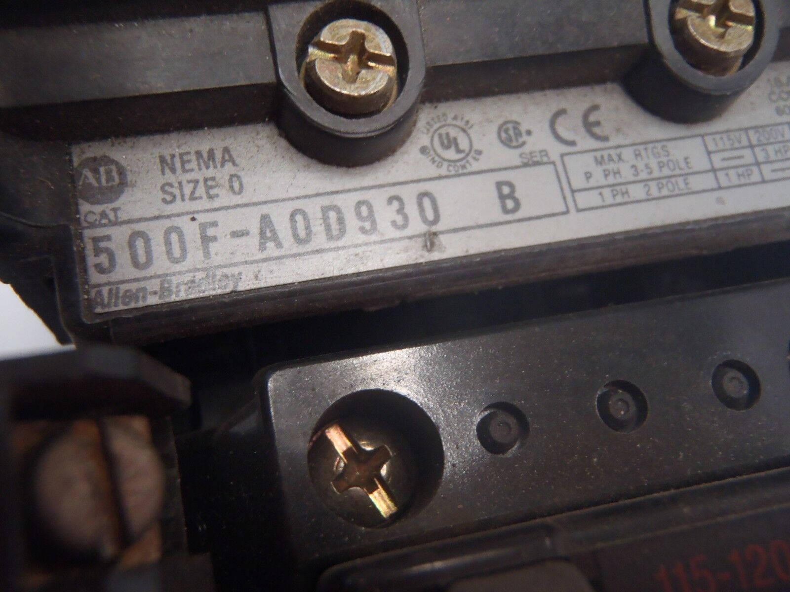 Allen Bradley 500F-A0D930 Series B Contactor 595-A Auxiliary Contact - Maverick Industrial Sales