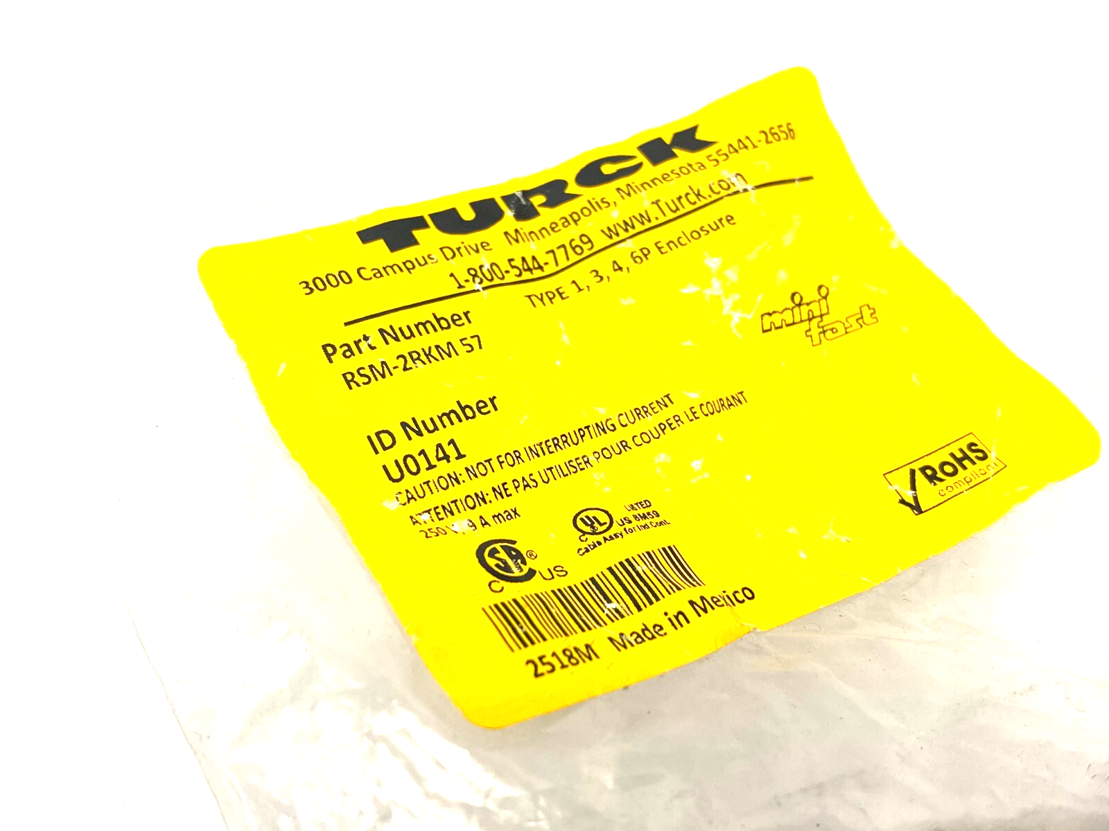 Turck RSM-2RKM 57 Minifast 3-Way Tee Connector 5-Pin 7/8" U0141 - Maverick Industrial Sales
