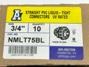 Arlington NMLT75BL Straight PVC Liquid Tight Connectors 3/4" LOT OF 7 - Maverick Industrial Sales