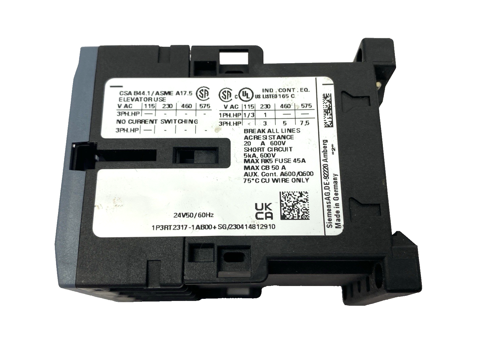 Siemens 3RT2317-1B00 SIRIUS Contactor 4NO 24V 50/60Hz 22A - Maverick Industrial Sales