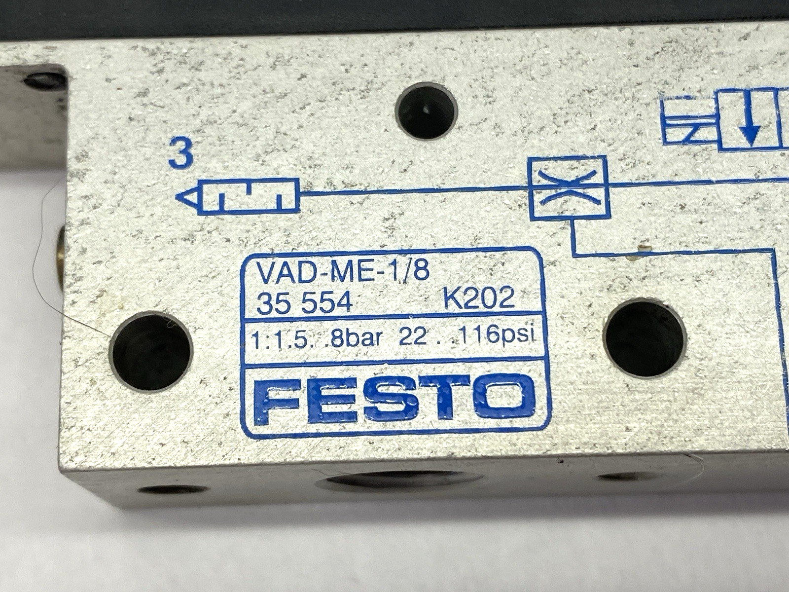 VAD-ME-1/8 | Festo Vacuum Generator 35554 MISSING SCREWS - Used - Maverick Industrial Sales