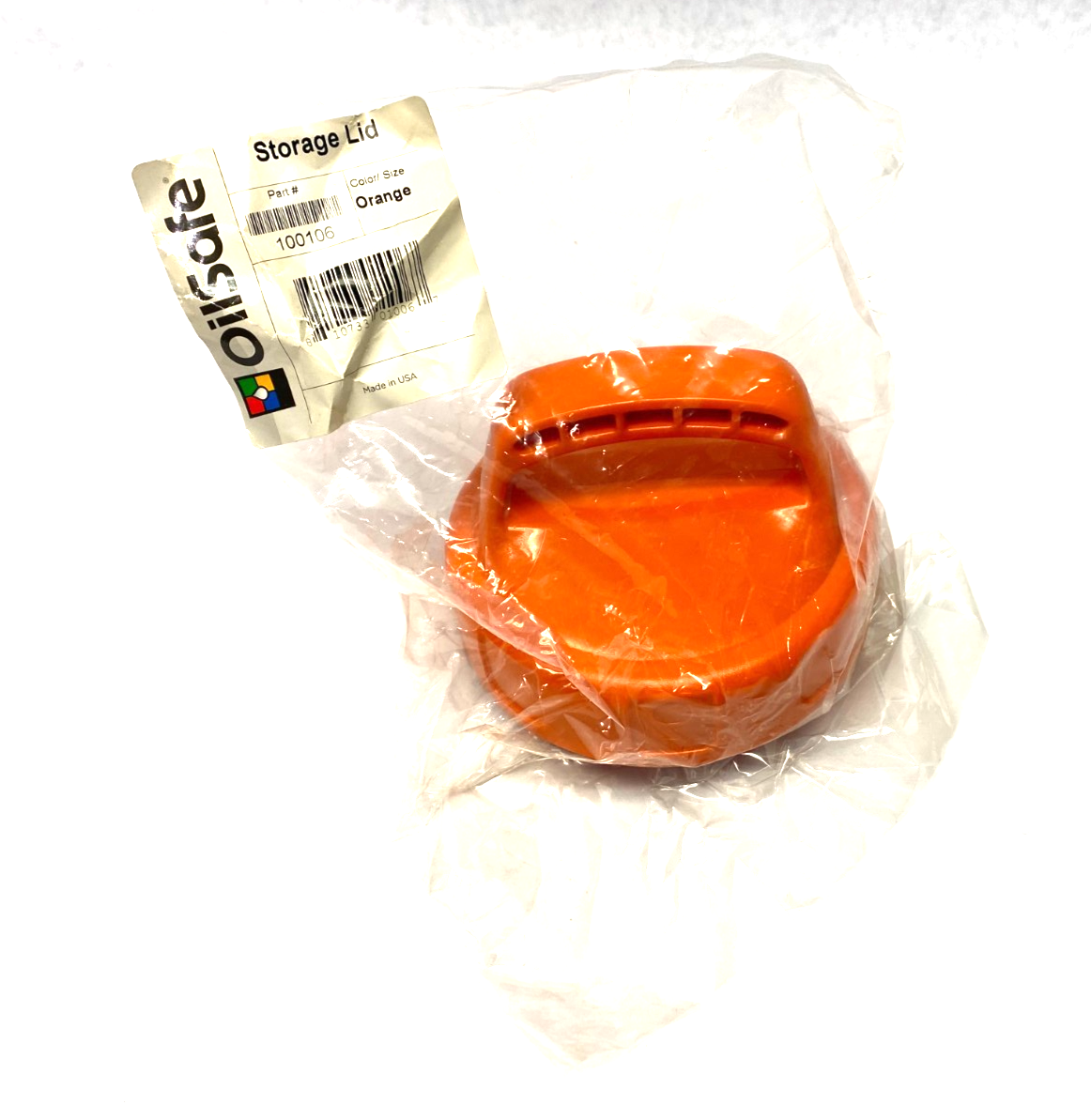 100106 | Oilsafe Spill-Proof Storage Lid, Orange - New - Maverick Industrial Sales
