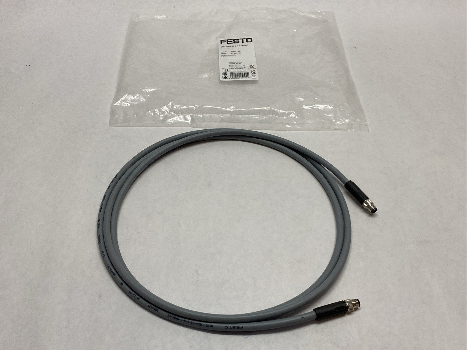 Festo NEBC-D8G4-ES-2-N-S-D8G4-ET Connecting Cable M/F M8 4-Pin 5M 8065127 - Maverick Industrial Sales