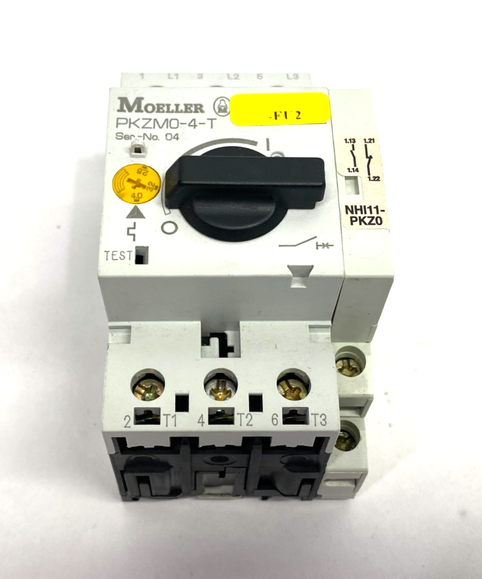 Moeller PKZM0-4-T Transformer-Protective Circuit Breaker 3-Pole w/ NHI11-PKZ0 - Maverick Industrial Sales